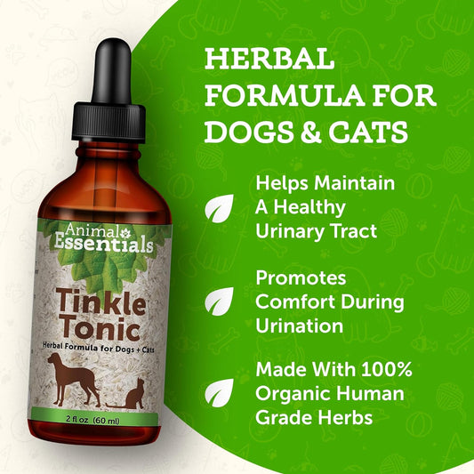 Animal Essentials Tinkle Tonic for Cats & Dogs - Dog & Cat Urinary Supplement, Urinary Support, Herbal Formula, Veterinarian Recommended - 2 Fl Oz