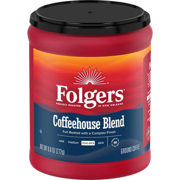 Folgers Coffeehouse Blend Medium Dark Roast Ground Coffee, 9.6 Ounces (Pack of 6)