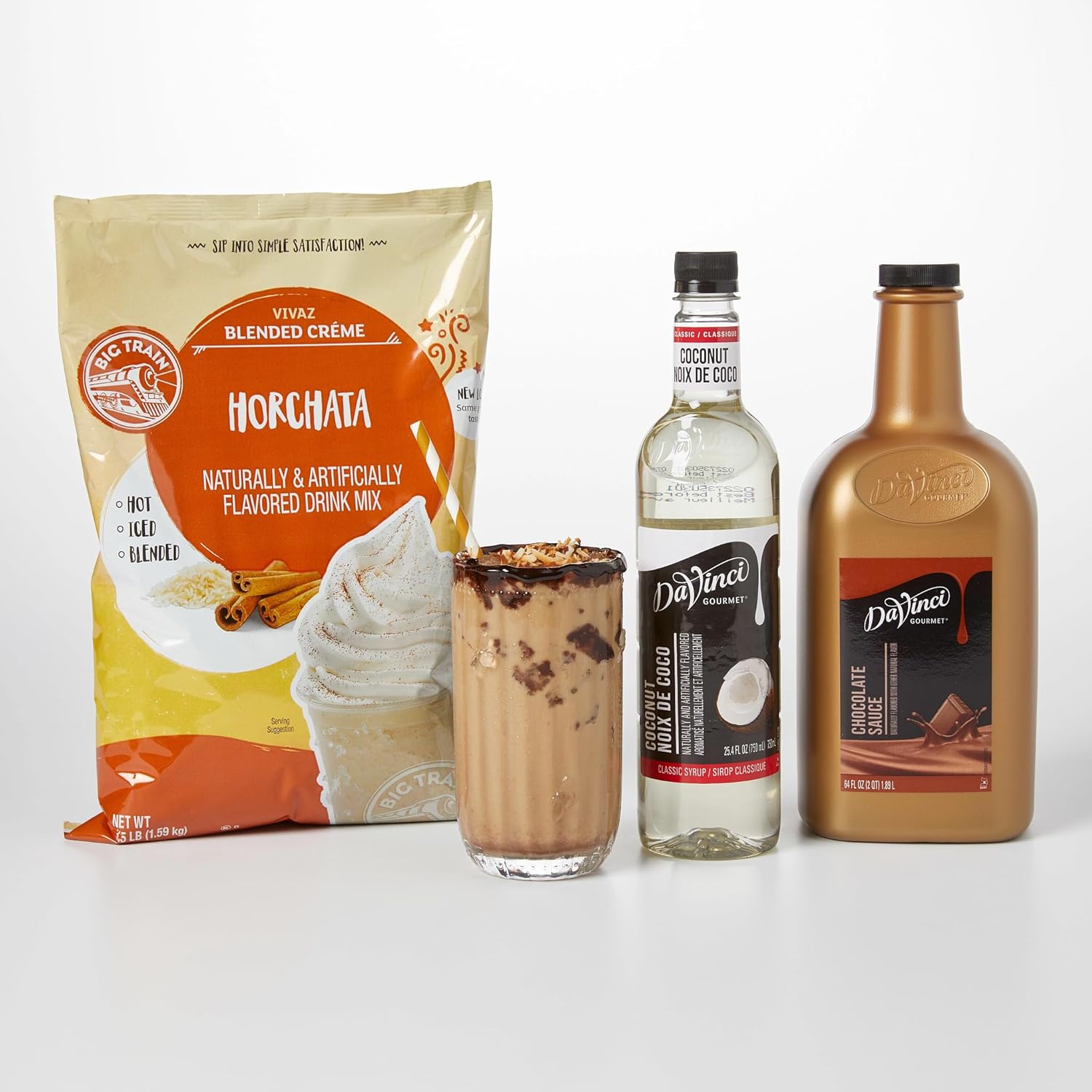 Big Train and DaVinci Gourmet Shaken Toasted Coconut Iced Latte Bundle Pack : Grocery & Gourmet Food