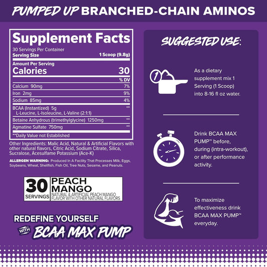 Finaflex Bcaa Max Pump, Strawberry Banana - 10.4 Oz - Promotes Strength, Performance & Recovery - With 2:1:1 Ratio Of Leucine, Isoleucine & Valine + Betaine Anhydrous - 30 Servings