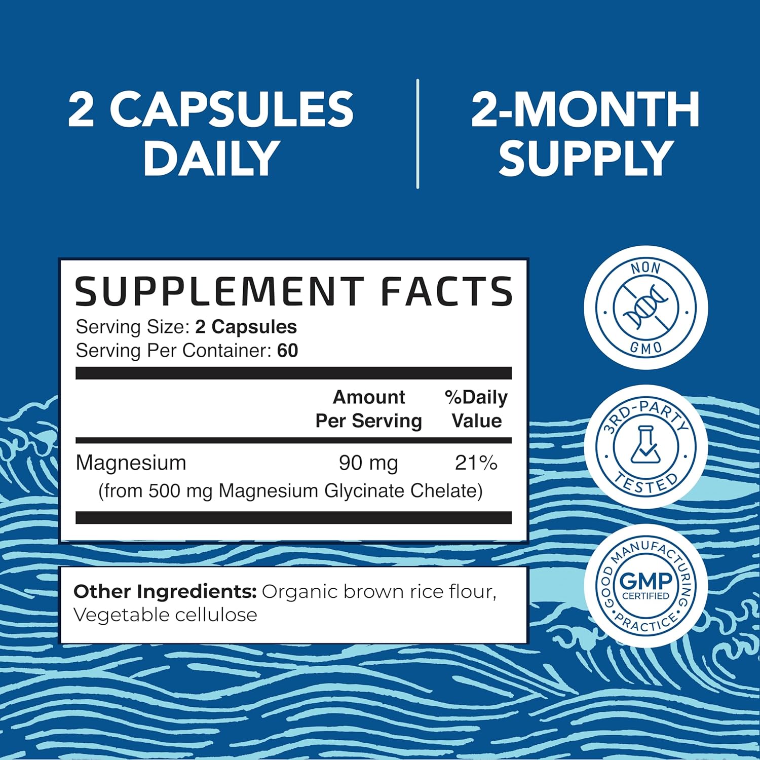 Magnesium Glycinate 500mg | Chelated for Muscle Relaxation, Bones, Heart, Nerve, Sleep & Calm Support for Women & Men | High Absorption Magnesium Chelate Supplement & Bisglycinate Complex | 120ct : Health & Household