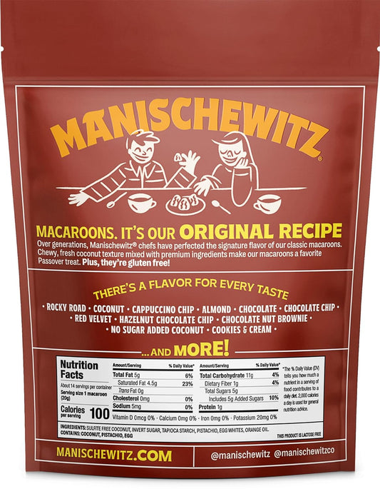 Manischewitz Pistachio Orange Macaroons, 10 oz (3 Pack) | Coconut Macaroons | Resealable Bag | Dairy Free | Gluten Free Coconut Cookie | Kosher for Passover : Grocery & Gourmet Food