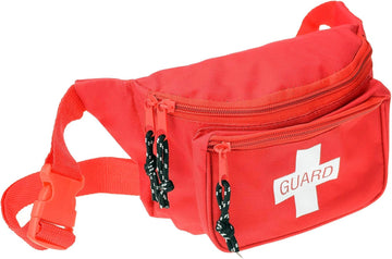 Dealmed Lifeguard Fanny Pack With Logo, E-Z Zipper Design And 3 Pockets, Red Fanny Pack (Pack Of 1), Includes Adjustable Waist Strap And Zipper Pockets