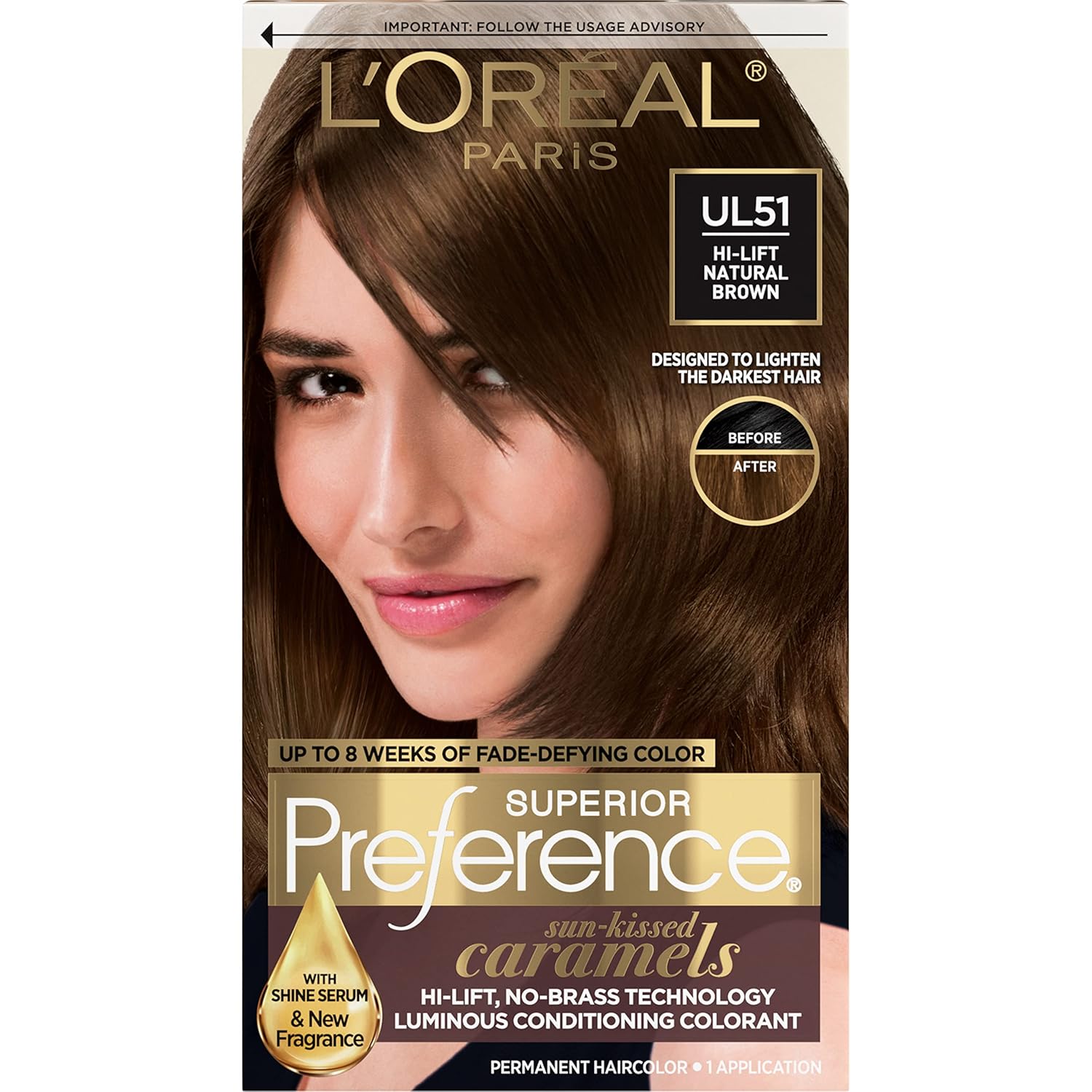 L'Oreal Paris Superior Preference Fade-Defying + Shine Permanent Hair Color, Ul51 Hi-Lift Natural Brown, Pack Of 1, Hair Dye