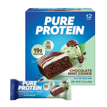 Pure Protein Bars, High Protein, Nutritious Snacks To Support Energy, Low Sugar, Gluten Free, Chocolate Mint Cookie,1.76Oz, 12 Count (Packaging May Vary)