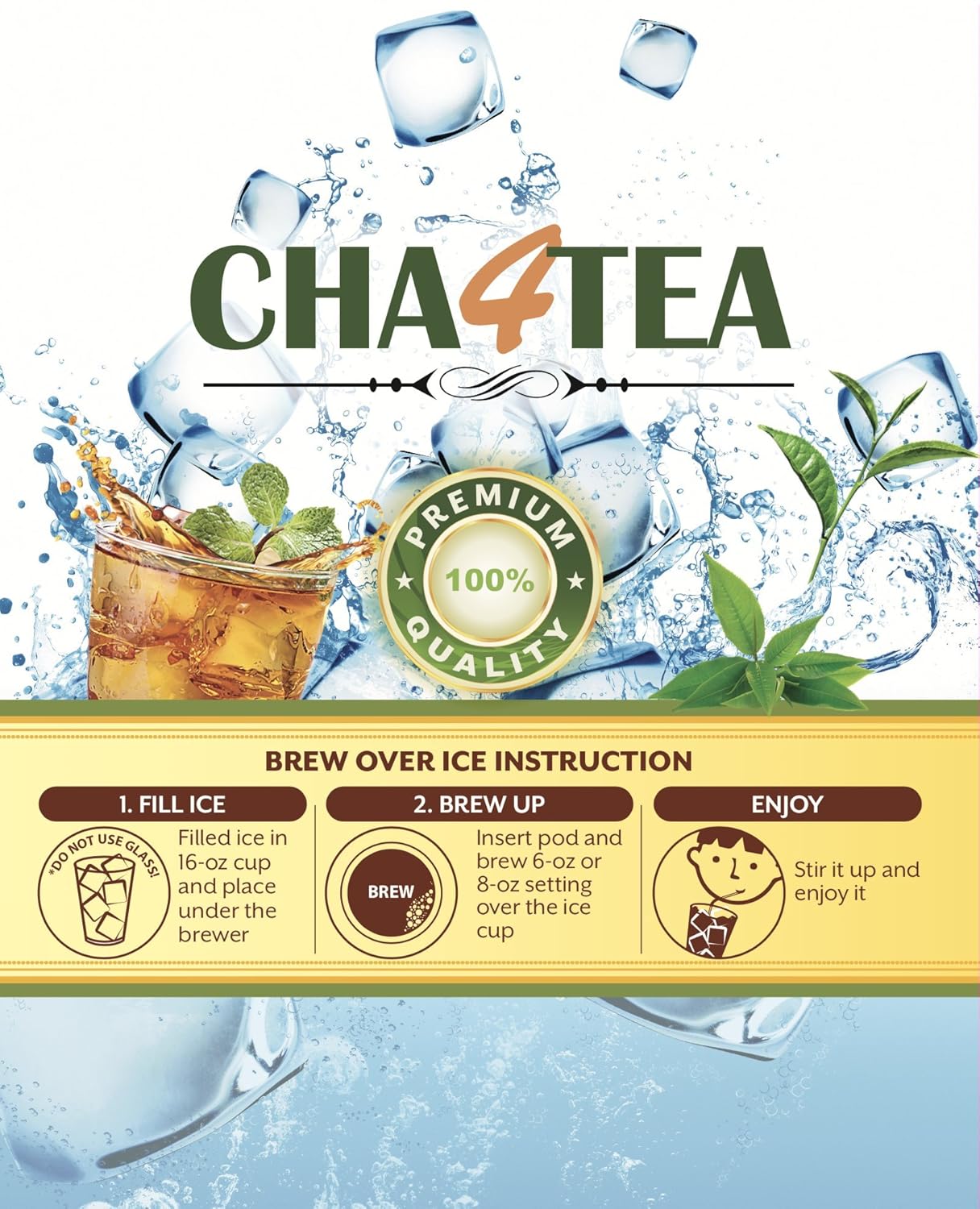 Cha4Tea 36-Count Unsweetened Black Iced Tea Pods For Keurig K-Cup Brewers