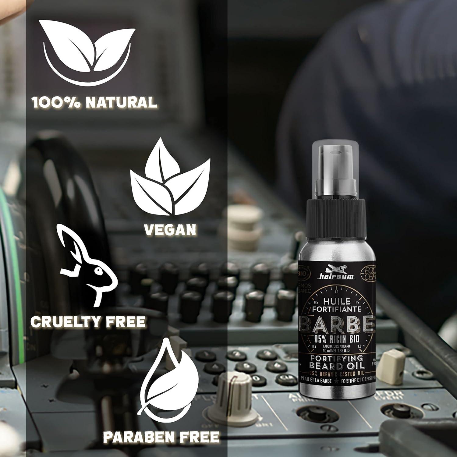 Hairgum Organic Fortifying Beard Oil - Daily Care Oil Moisturizer For Facial Skin And Beard Growth - Keeps Facial Hair Well Watered And Toned Up - Beard Oil For Supple Skin And Itch Free Soft Beard : Beauty & Personal Care