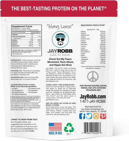 Jay Robb - Grass-Fed Whey Protein Isolate Powder, Outrageously Delicious, Strawberry, 11 Servings (12 oz)