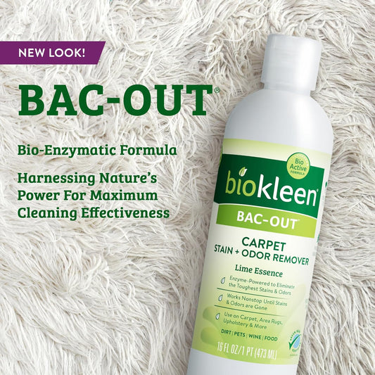 Biokleen Bac-Out Natural Stain Remover for Clothes - Use on Laundry, Diapers, Wine, Carpets, and More, Enzymatic, Plant-Based, 32 Oz With Micro-Fiber Cleaning Towel Included