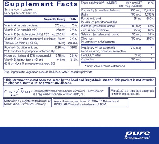 Pure Encapsulations Multi T/D - Multivitamin & Mineral Supplement - for Daily Wellness, Cardiovascular & Immune Health* - Rich in Vitamins & Minerals - Gluten Free & Vegetarian - 120 Capsules