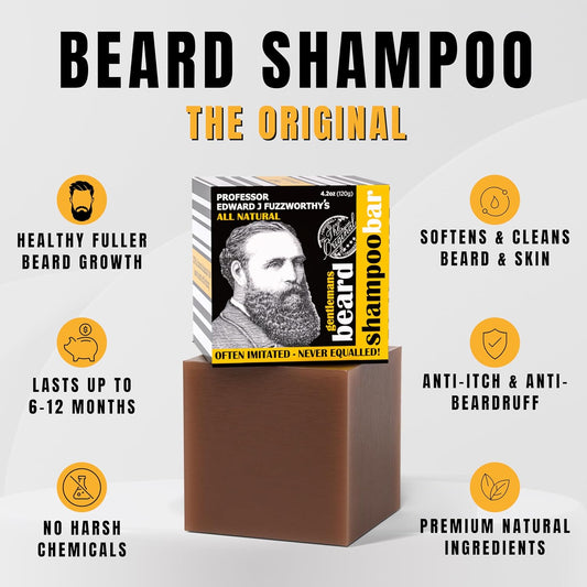 Professor Fuzzworthy'S Gentlemans Beer Beard Hair Shampoo Bar For Normal, Dry, Oily Hair | Scented With All Natural Oils From Tasmania Australia - 4.2 Oz