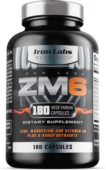 Iron Labs ZM6 - High Strength Zinc and Magnesium Supplement - 180 Vege