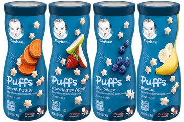 Gerber Graduates Apple Strawberry, Banana, Sweet Potato, Blueberry Puffs /Pack Of 4 1.48Oz