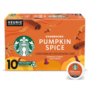 Starbucks K-Cup Coffee Pods, Pumpkin Spice Naturally Flavored Coffee For Keurig Brewers, 100% Arabica, Limited Edition, 1 Box (10 Pods)