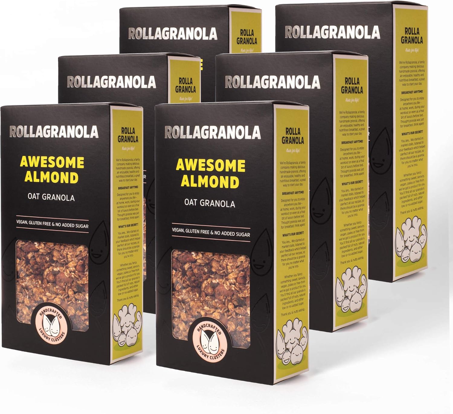 Rollagranola Awesome Almond Oat Granola, Gluten Free, Vegan, No Added Sugar, 6X350G