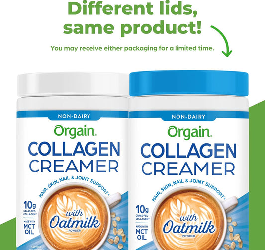 Orgain Collagen Coffee Creamer, 10G Grass Fed Hydrolyzed Collagen Peptides, French Vanilla - With Organic Oat Milk Powder, Coconut Oil, Mct Oil, Avocado Oil, Hair, Skin, Nail, & Joint Support - 10Oz