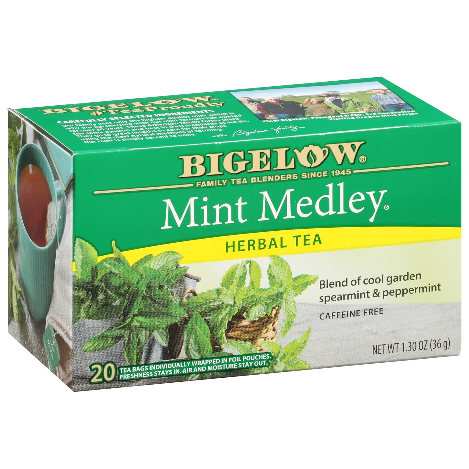 Bigelow Tea Mint Medley Herbal Tea, Caffeine Free Mint Tea With Spearmint And Peppermint, 20 Count Box (Pack Of 6), 120 Total Tea Bags