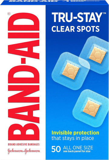 Band-Aid Brand Tru-Stay Clear Spots Bandages For Discreet First Aid, All One Size, 50 Count