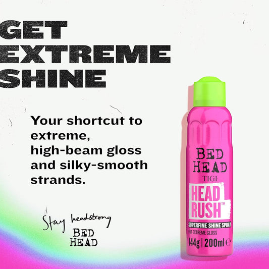 Bed Head By Tigi Headrush Shine Spray – Lightweight Shine Spray For Smooth, Glossy Hair – 200 Ml