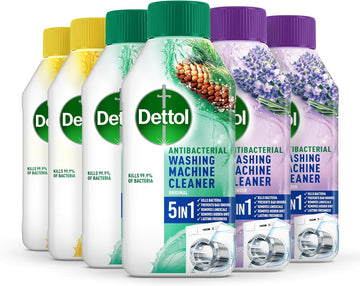 Dettol Antibacterial Washing Machine Cleaner Multipack, 250Ml X 6 (Original, Lemon, Lavender) - Deep Clean, Fresh Scent, Hygienic Maintenance, Total Six Packs