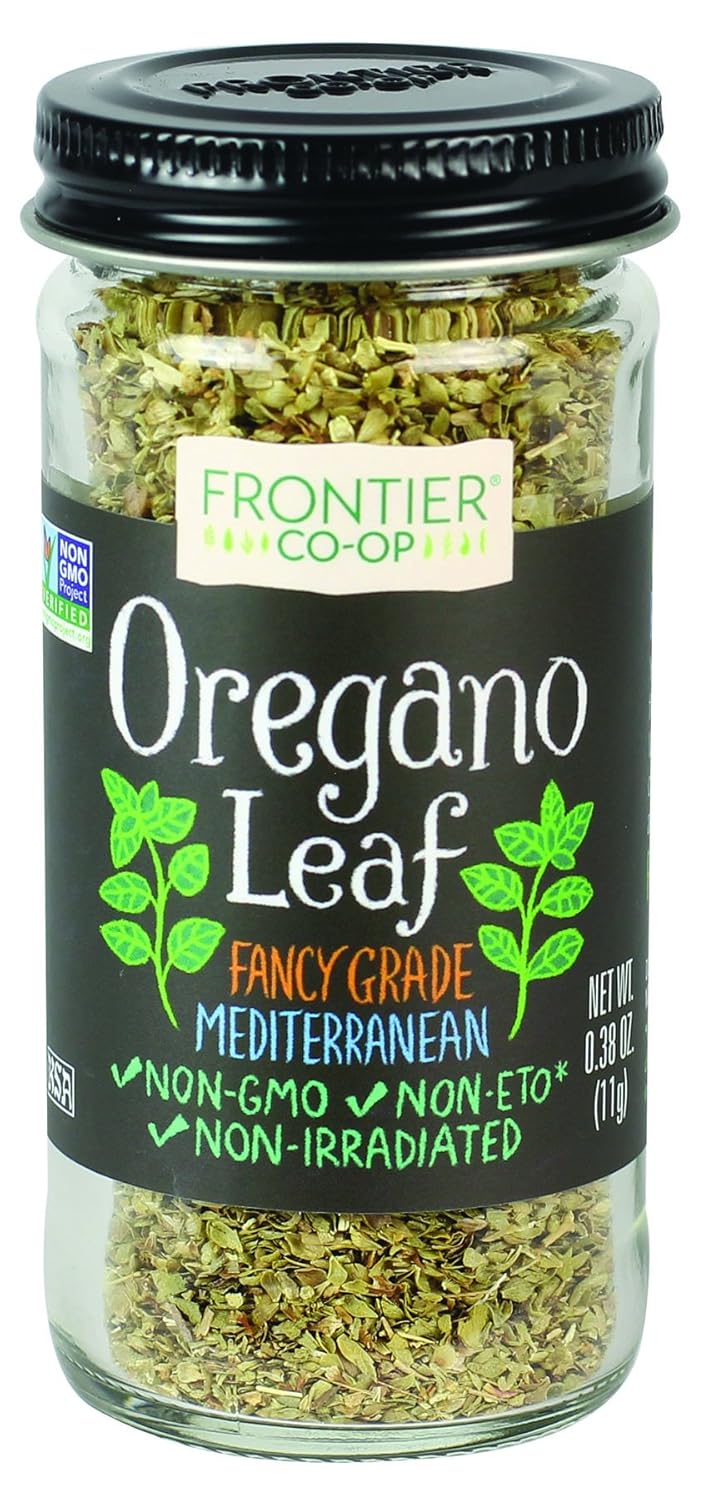 Frontier Co-Op Oregano Leaf, 0.38 Ounce Jar, Great On Pizza, Italian & Mexican Fare, Kosher