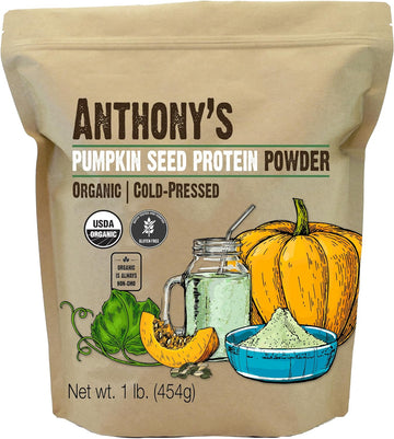 Anthony'S Organic Pumpkin Seed Protein Powder, 1Lb, Gluten Free, Non Gmo, Unflavored, Plant-Based Protein