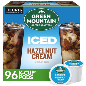 Green Mountain Coffee Roasters ICED Hazelnut Cream, Single Serve Keurig K-Cup Pods, Flavored Iced Coffee, 96 Count (4 Packs of 24)