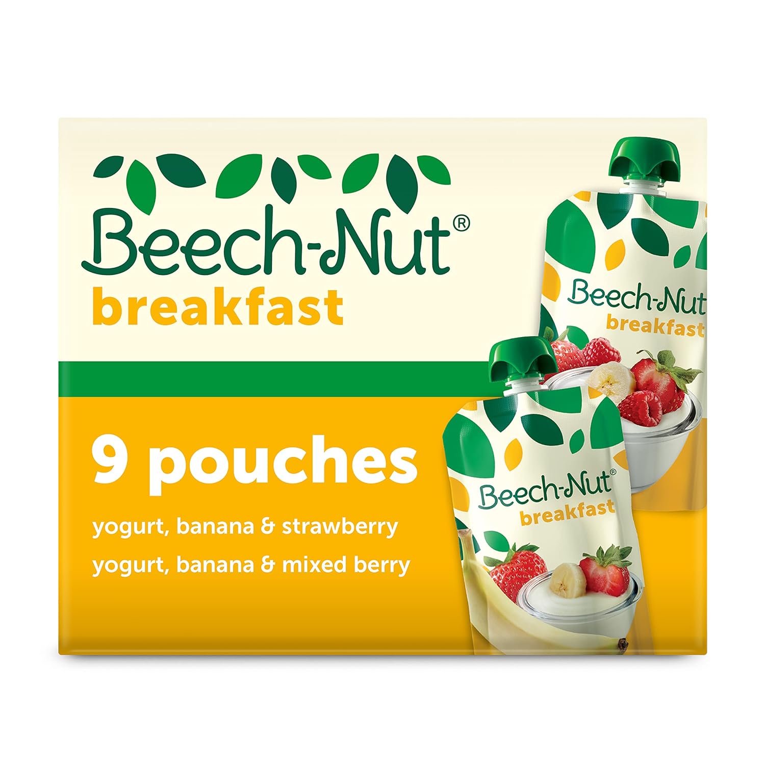 Beech-Nut Stage 4 Breakfast Baby Food Pouches Variety Pack (9 Count, 3.5 Oz Pouches)