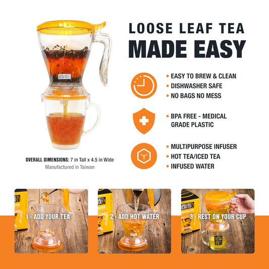 Tiesta Tea - Brewmaster And Loose Leaf Tea Gift Set | Maui Mango & Chai Love Loose Leaf Herbal Tea Blends With Infuser | High & Non Caffeinated Tea - 16Oz Tea Infuser & 2 Refillable Tin Combo