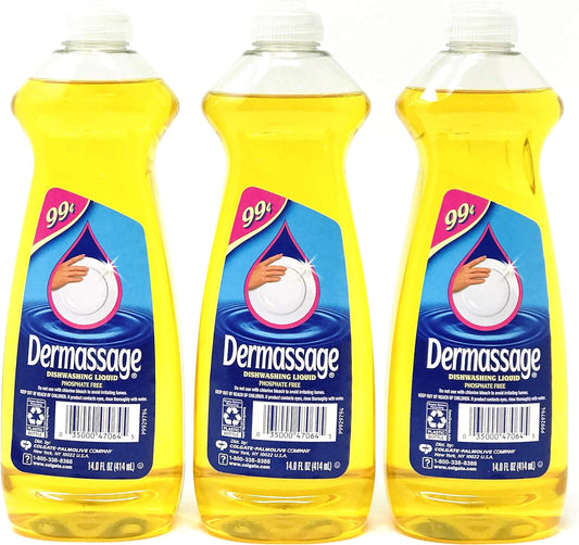 Dermassage Dishwashing Liquid 14 Fl Oz (3 Pack) : Health & Household