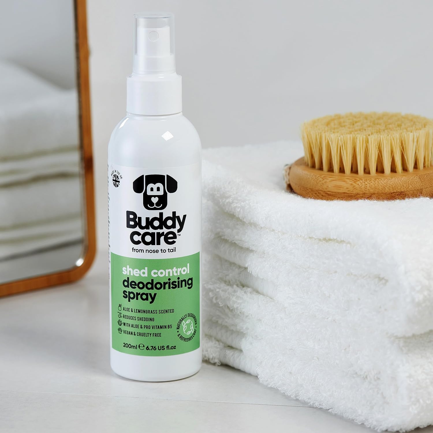 Buddycare Dog Deodorising Spray - Deodorising Spray for Dogs - With Aloe Vera and Pro Vitamin B5 (Aloe Vera & Lemongrass, 200ml) :Pet Supplies