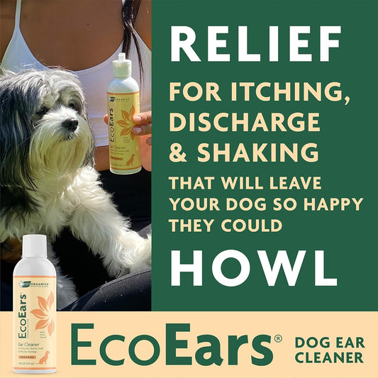 EcoEars Dog Ear Cleaner. Natural Multi-Action Formula. for Bad Discharge & Smell. Naturally Removes Foreign Matter and Cleanses The Most Difficult Ears. 100% Guaranteed
