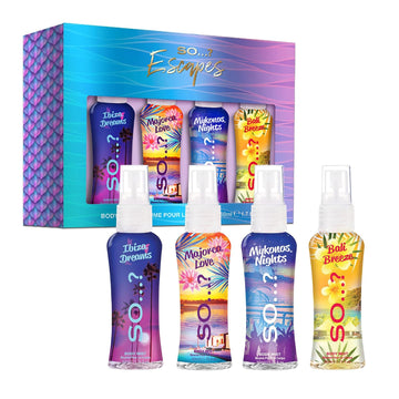 So... Escapes Body Mist Set - Perfumes For Women - Everyday Body Spray For Women - Vegan, Cruelty Free Fragrances - Travel Size Gift Set - 4 Pcs