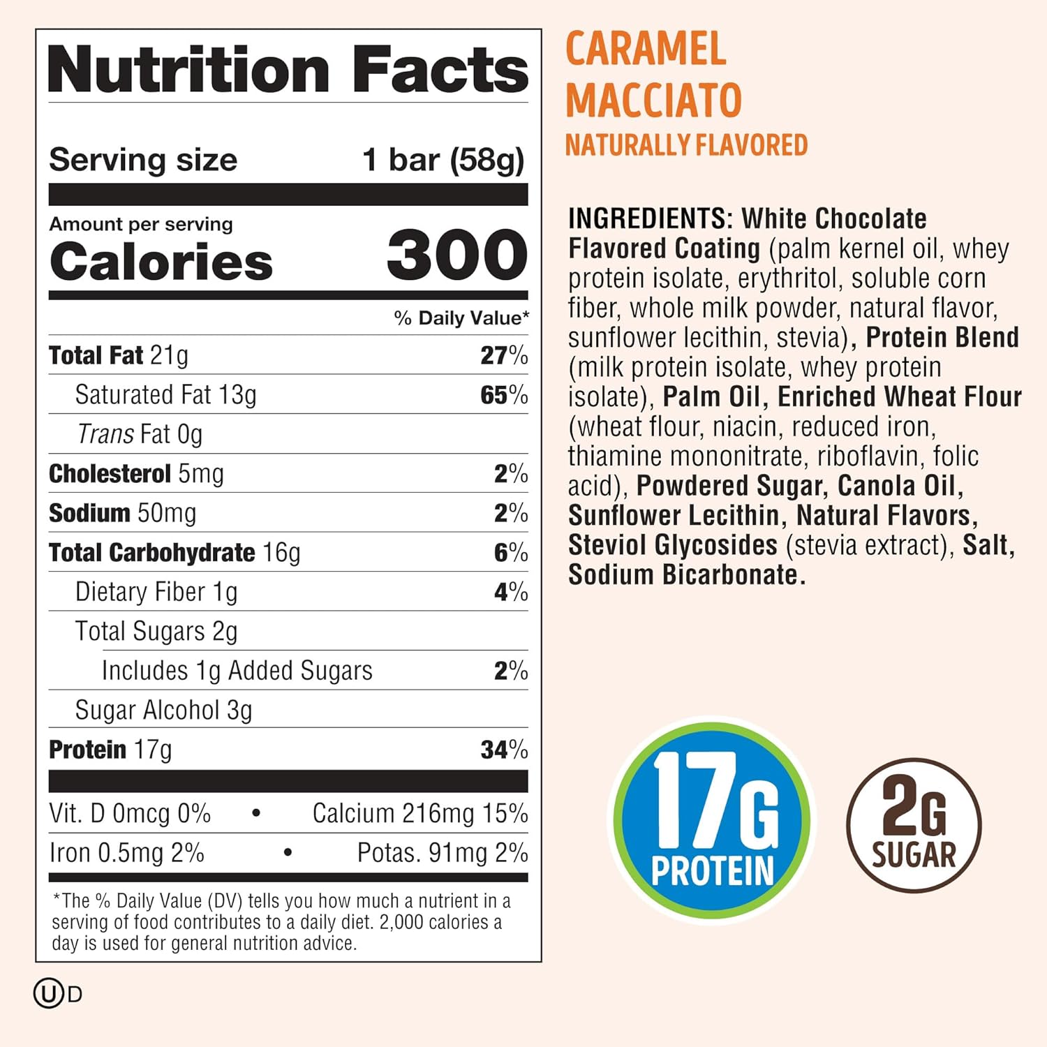 Lenny & Larry's Dip’d Wafer Bar, Caramel Macchiato, 17g Dairy & Plant Protein, Box of 12 : Health & Household