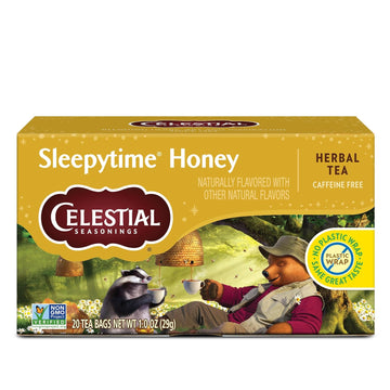 Celestial Seasonings Herbal Tea, Sleepytime Honey, Caffeine Free Sleep Tea, 20 Tea Bags (Pack Of 6)