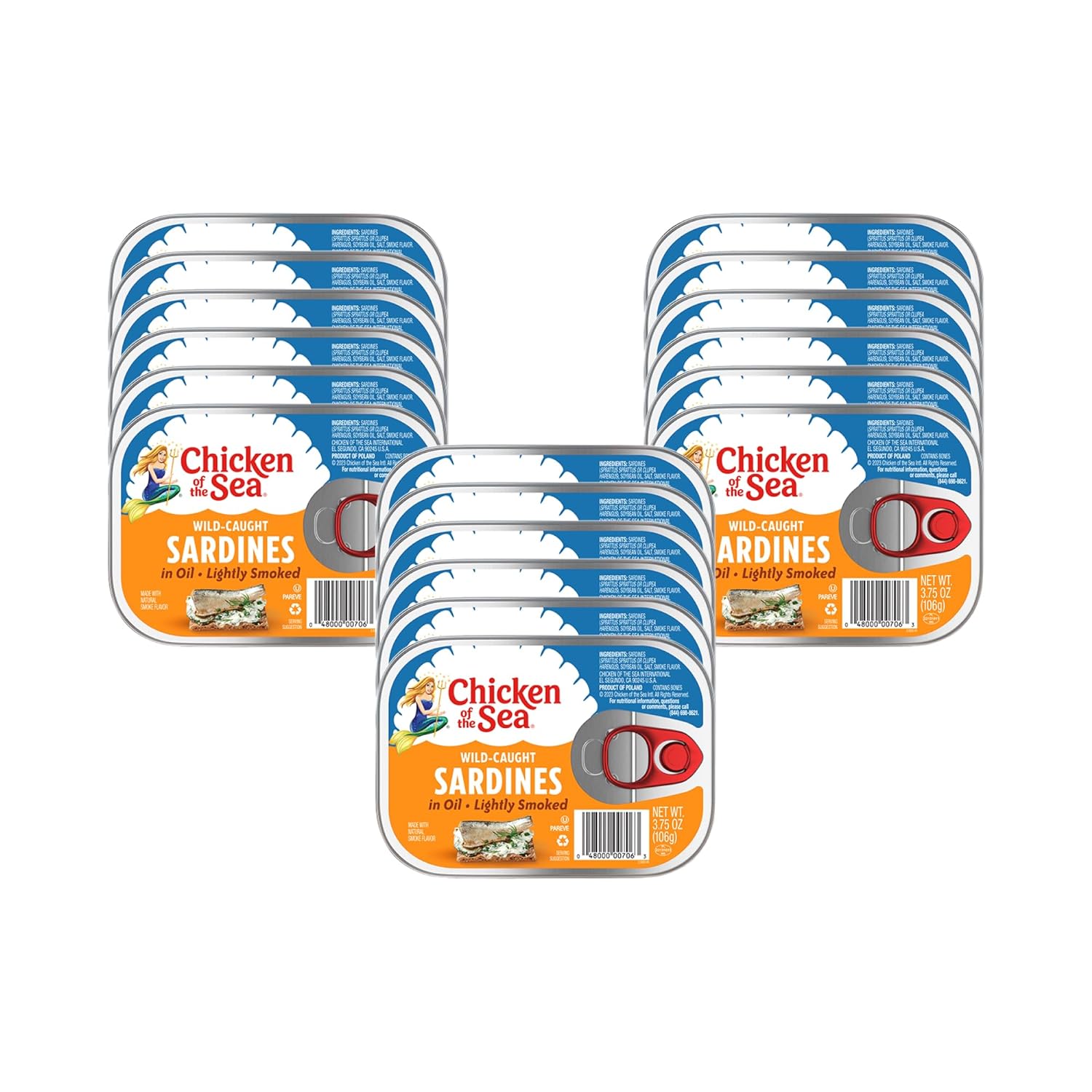 Chicken of the Sea Smoked Sardines in Oil, Wild Caught, 3.75-Ounce Cans (Pack of 18)