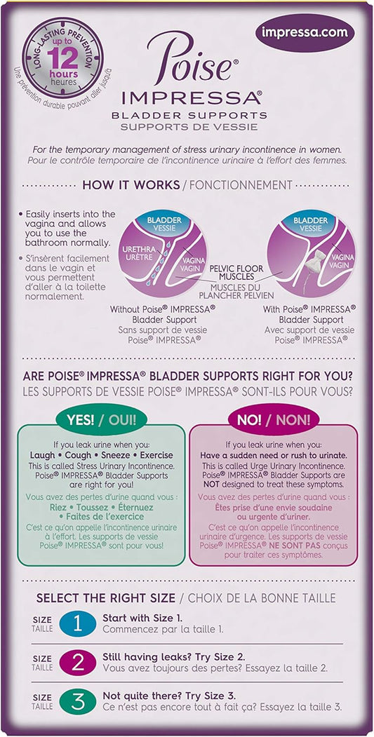 Poise Impressa Incontinence Bladder Supports For Bladder Control Sizing Kit, 3 Count, Packaging May Vary