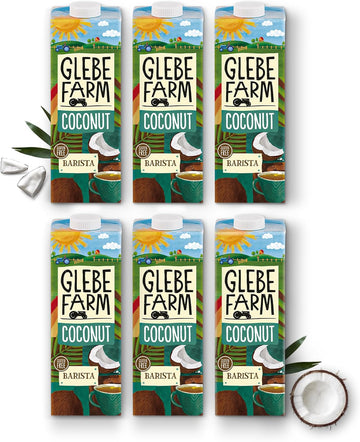 Glebe Farm Gluten Free & Vegan Coconut Milk, Healthy Dairy Free Coffee Creamer & Coconut Milk Barista Multipack For A Perfect Microfoam, 6 X 1 Litre