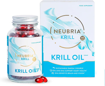 Neubria Krill Oil Advanced Omega 3 Supplement - High Strength 1180Mg - Phospholipids, Epa & Dha With Astaxanthin And Choline - Fish Oil Alternative, Cognitive Formula - Antarctic Krill - 60 Softgels