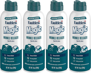 Magic Wrinkle Releaser (4 Pack) Say No to Ironing, Perfect for Travelers, Moms or those On The Go, Static Electricity Remover + Fabric Refresher + Odor Eliminator + Wrinkle Remover, Fresh Scent