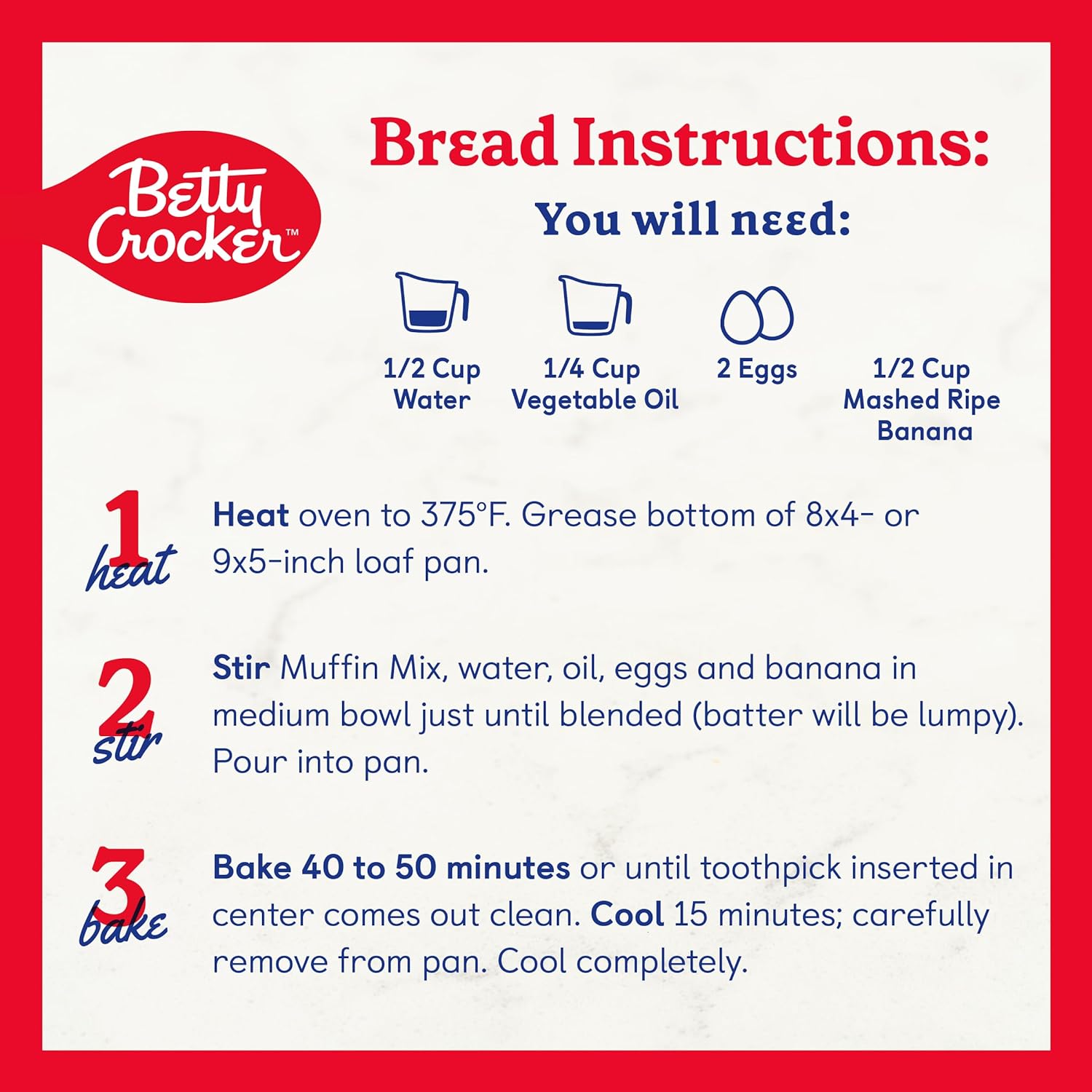 Betty Crocker Banana Nut Muffin and Quick Bread Mix, Made With California Walnuts, 12.3 oz. (Pack of 12) : Baking Mix : Everything Else