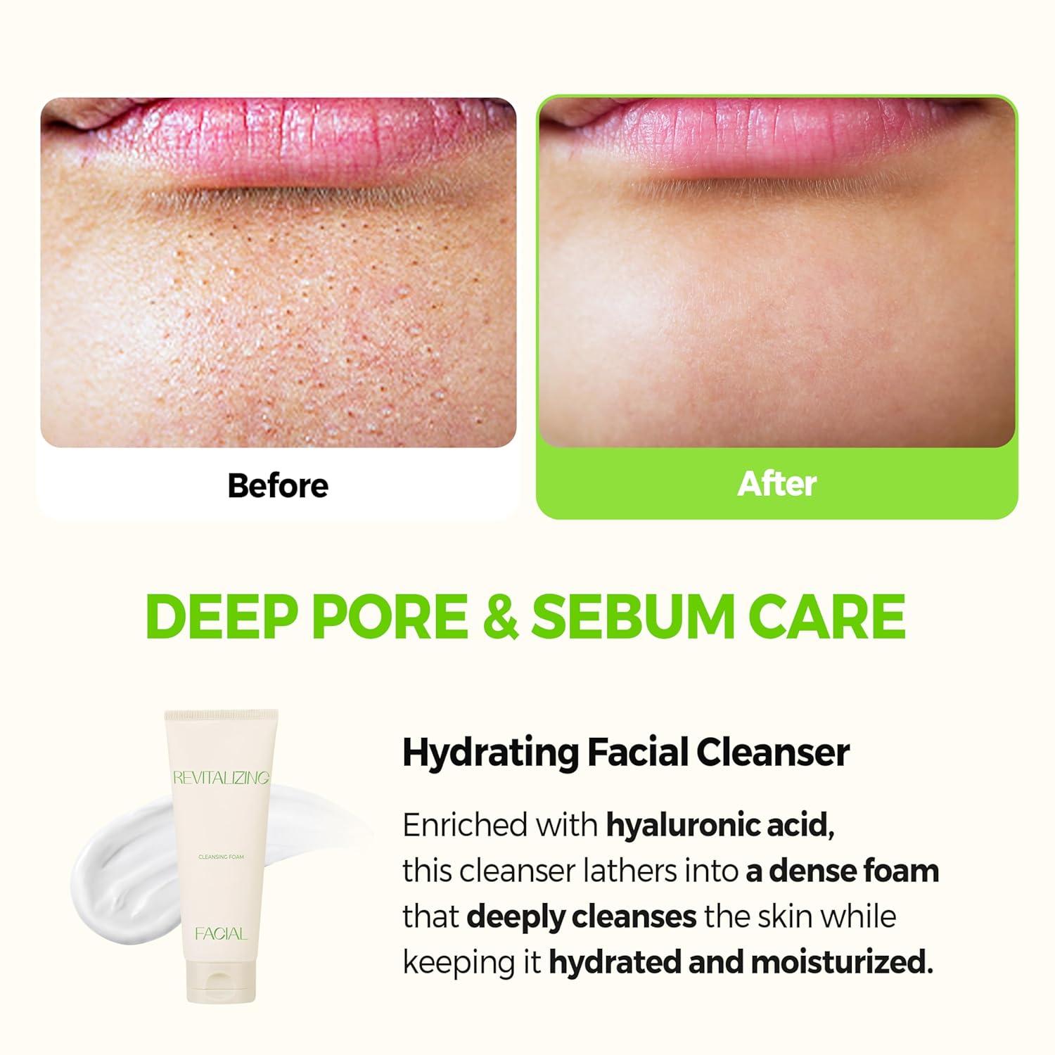 Klavuu Revitalizing Deep Pore Care Face Wash | Hydrating Facial Cleanser For Sensitive Skin With Hyaluronic Acid & Panthenol | Removes Makeup Gently | Fragrance Free - 5.07Floz : Beauty & Personal Care
