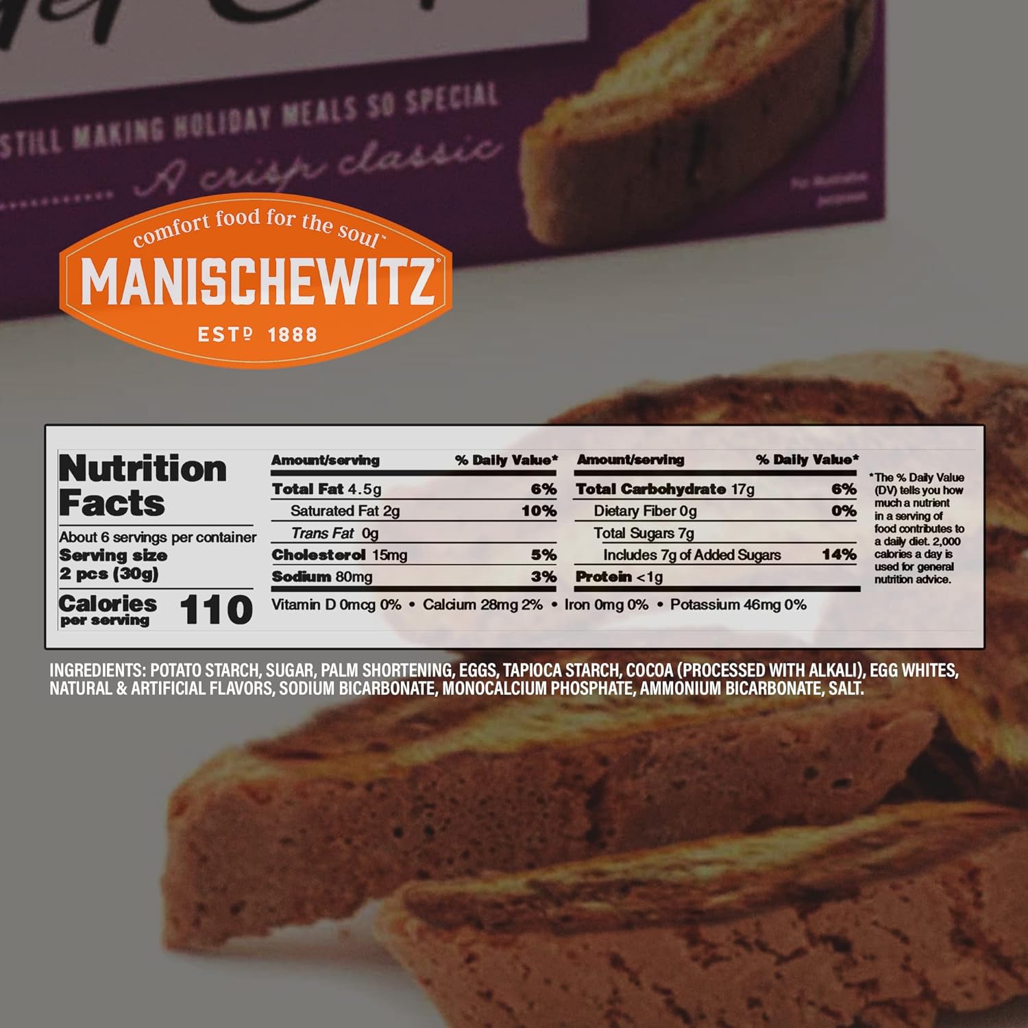 Manischewitz Marble Mandel Cuts 6oz (2 Pack) | Dairy Free, Gluten Free & Grain Free Biscotti, Kosher for Passover : Grocery & Gourmet Food