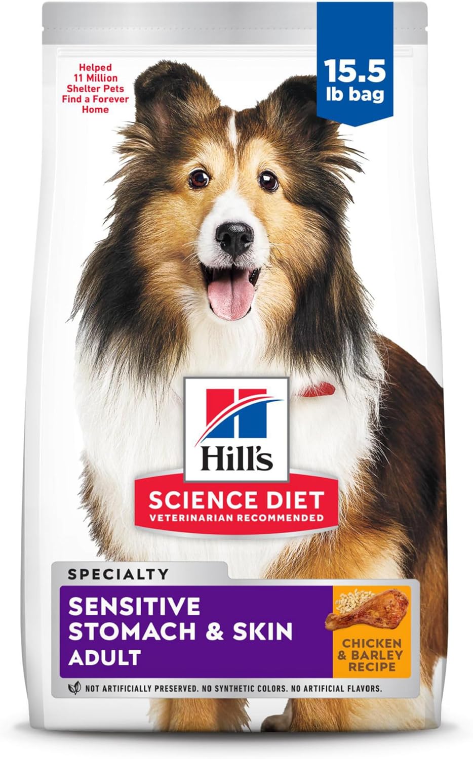 Hill'S Science Diet Sensitive Stomach & Skin, Adult 1-6, Stomach & Skin Sensitivity Support, Dry Dog Food, Chicken Recipe, 15.5 Lb Bag