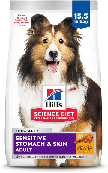 Hill'S Science Diet Sensitive Stomach & Skin, Adult 1-6, Stomach & Skin Sensitivity Support, Dry Dog Food, Chicken Recipe, 15.5 Lb Bag