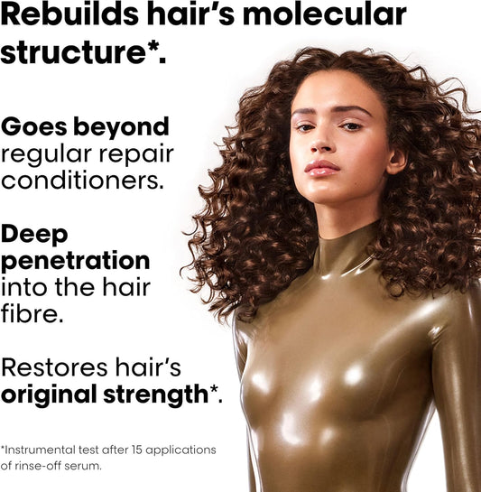 L’Oréal Professionnel Absolut Repair Molecular Sulphate Free Shampoo 300Ml & Rinse Off Serum Conditioner Hair Treatment, For Extremely Damaged Hair, Molecular Bond Repair, Restore Strength