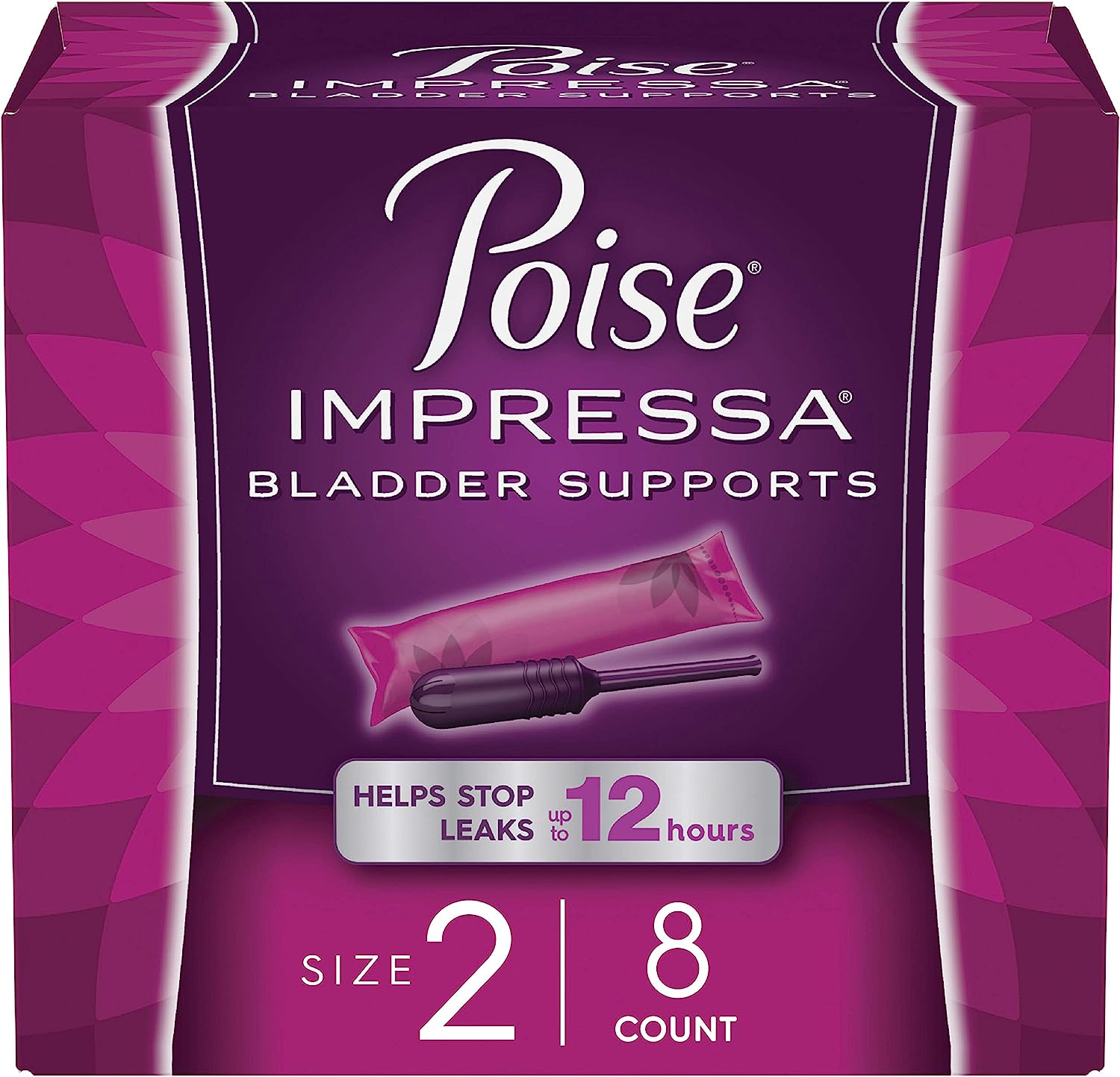 Poise Impressa Incontinence Bladder Supports for Bladder Control Size 2, 8 Count