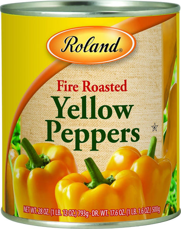 Roland Foods Fire Roasted Yellow Peppers, 28 Ounce Can, Pack of 4