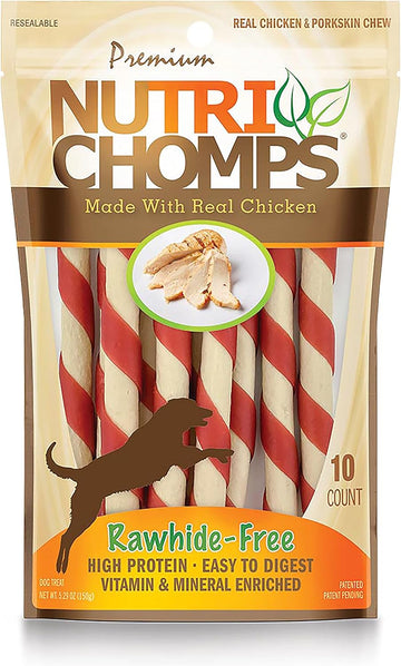 Nutrichomps 5 Inch Twists,Rawhide-Free Dog Treats, Easy To Digest, Healthy, 10 Count, Real Chicken Flavor
