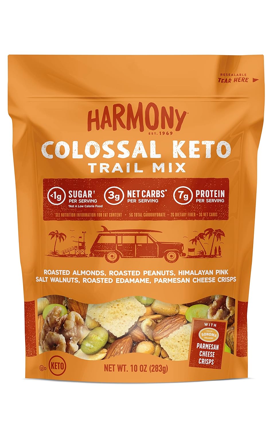 Diamond Of California Harmony Colossal Keto Trail Mix With Peanuts, Roasted Edamame, Diamond Of California Himalayan Pink Salt Walnuts, And Sonoma Creamery Parmesan Cheese Crisps, 10 Oz, 3 Pack